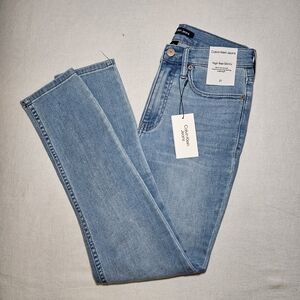 NEW Calvin Klein Womens CJFA4033 SLIM STRETCH HIGH RISE PIPED DENIM ANKLE JEANS